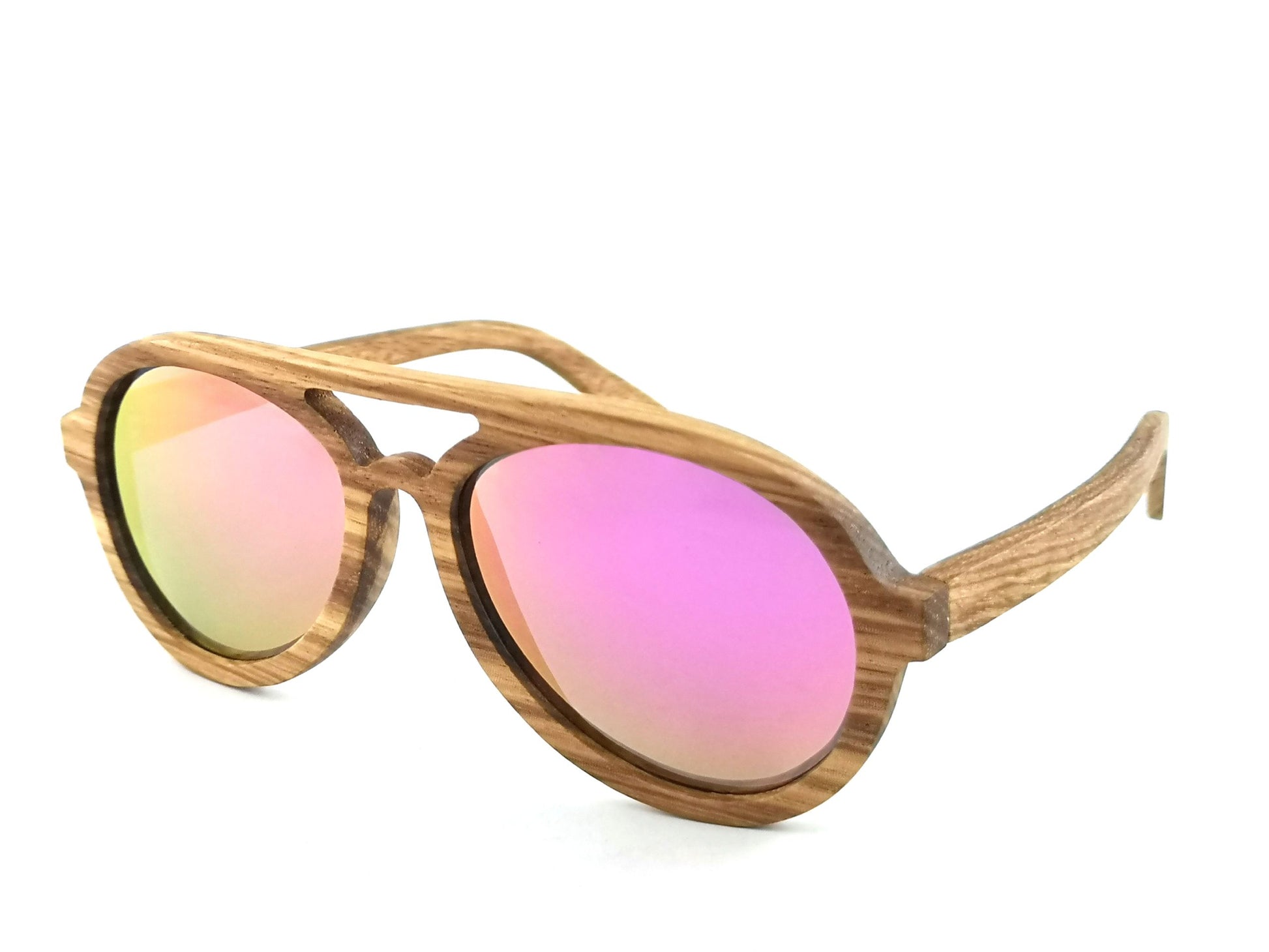 Avion Zebrawood w/Pink Mirrored Lenses image 0