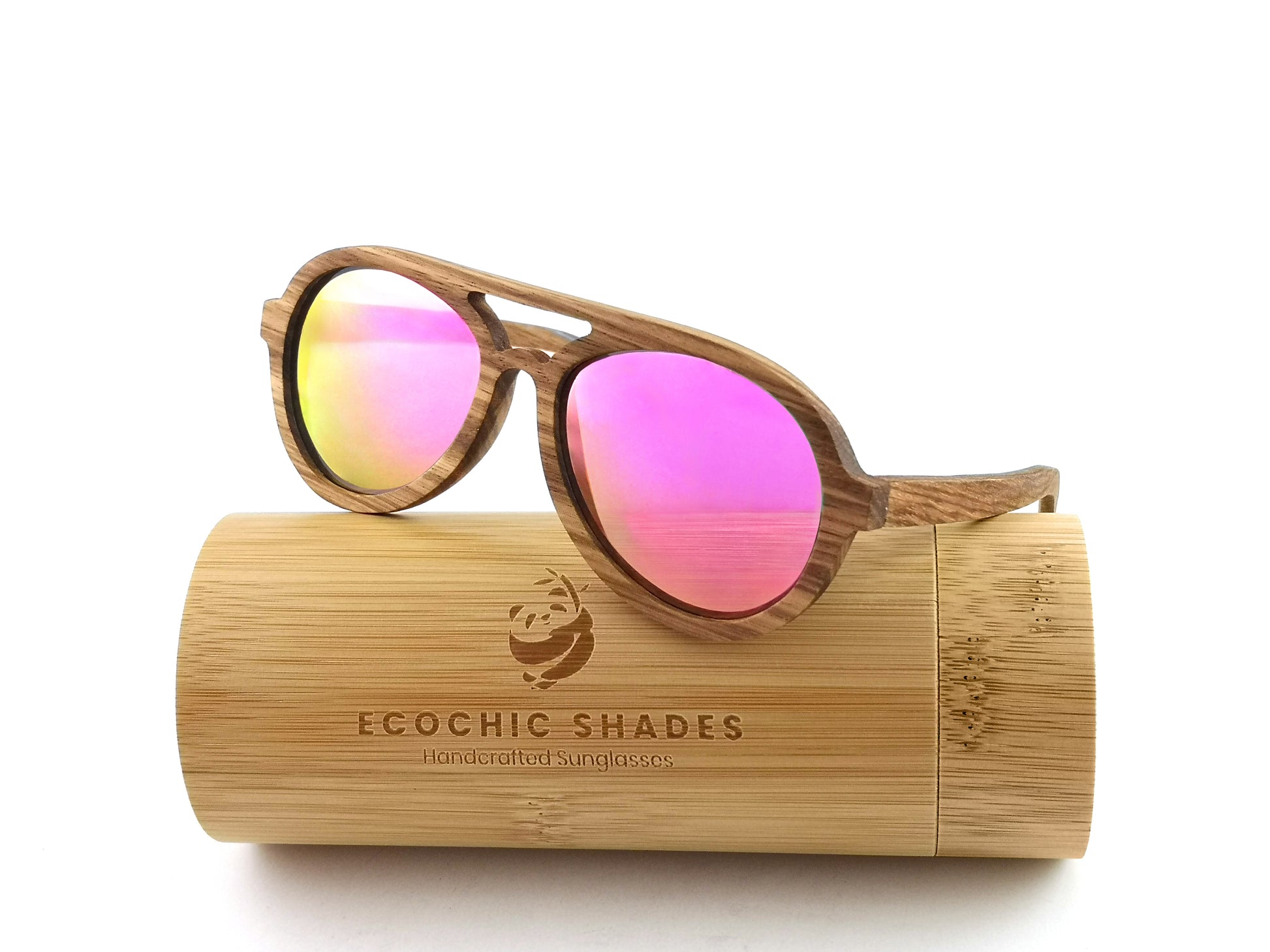 Avion Zebrawood w/Pink Mirrored Lenses