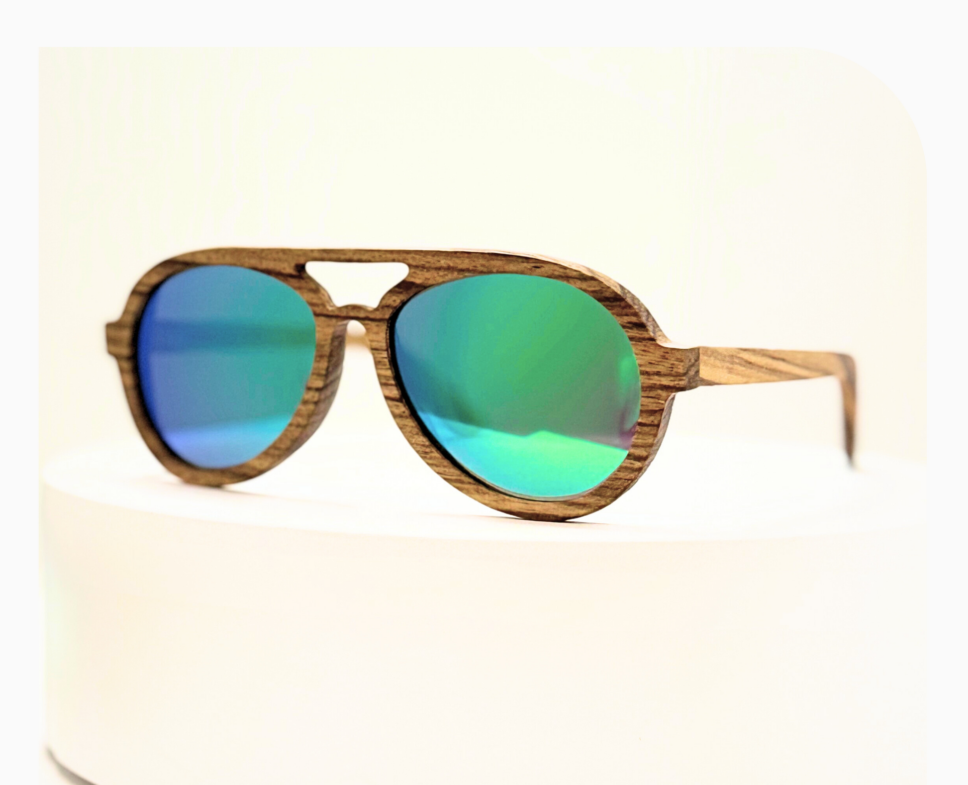 Avion Zebrawood w/Jungle Green Mirrored Lenses image 0