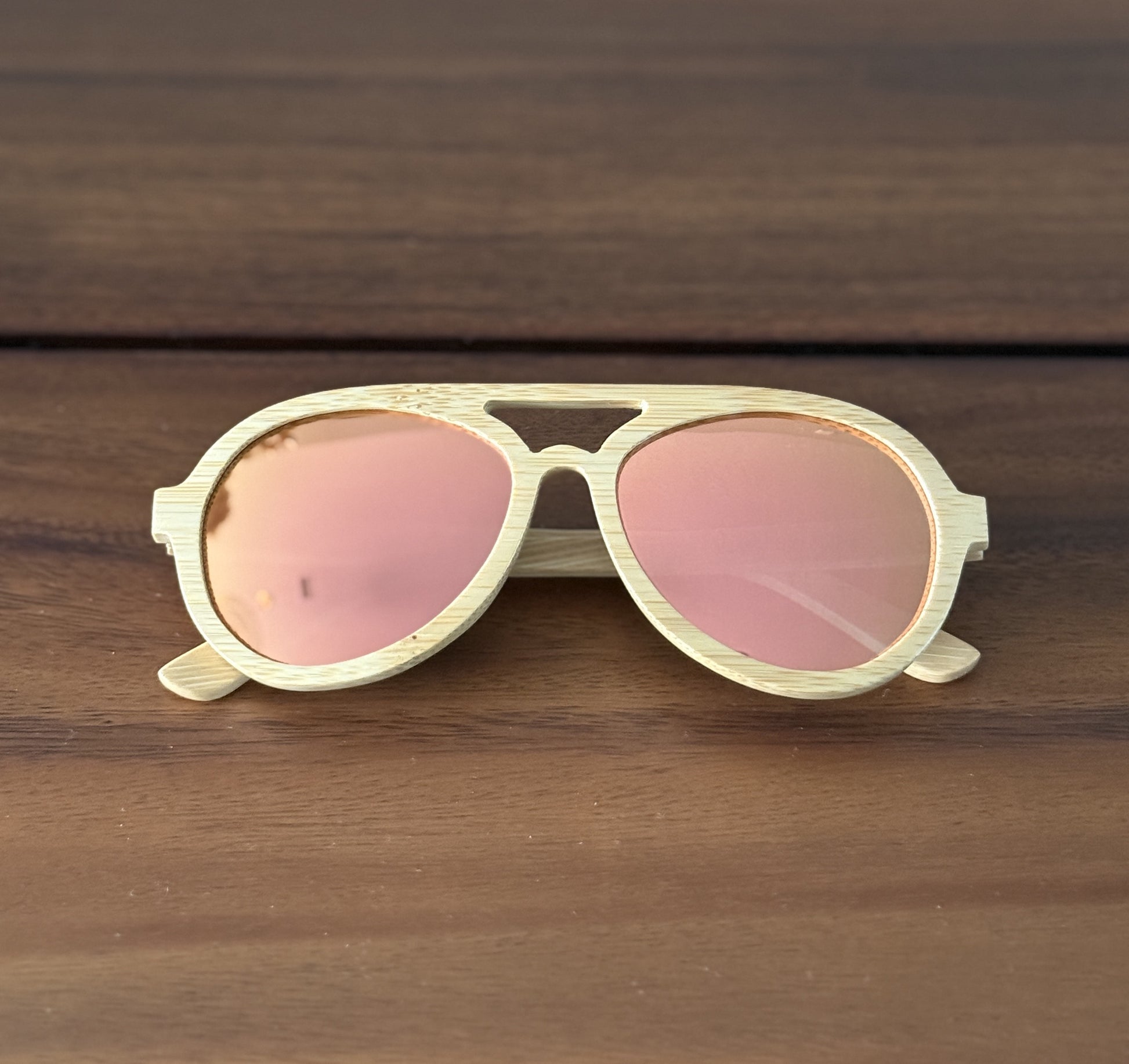 Avion Bamboo Natural w/Rose Gold Mirrored Lenses