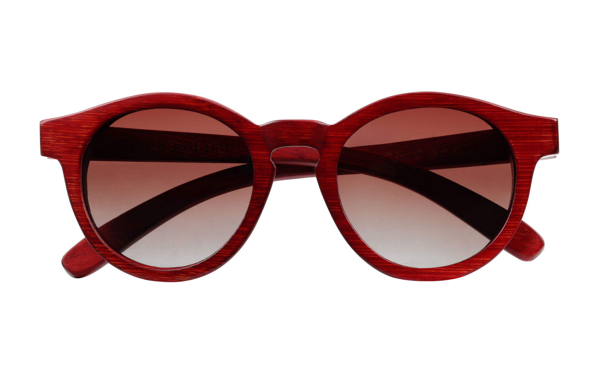 Parker Rouge handcrafted red bamboo sunglasses with tea gradient polarized UV400 lenses. P1 front view.