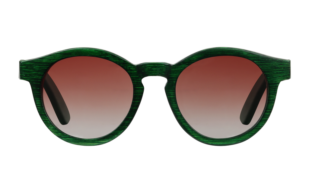Parker Verte handcrafted green bamboo sunglasses with tea gradient polarized UV400 lenses. Pic3 full view. 