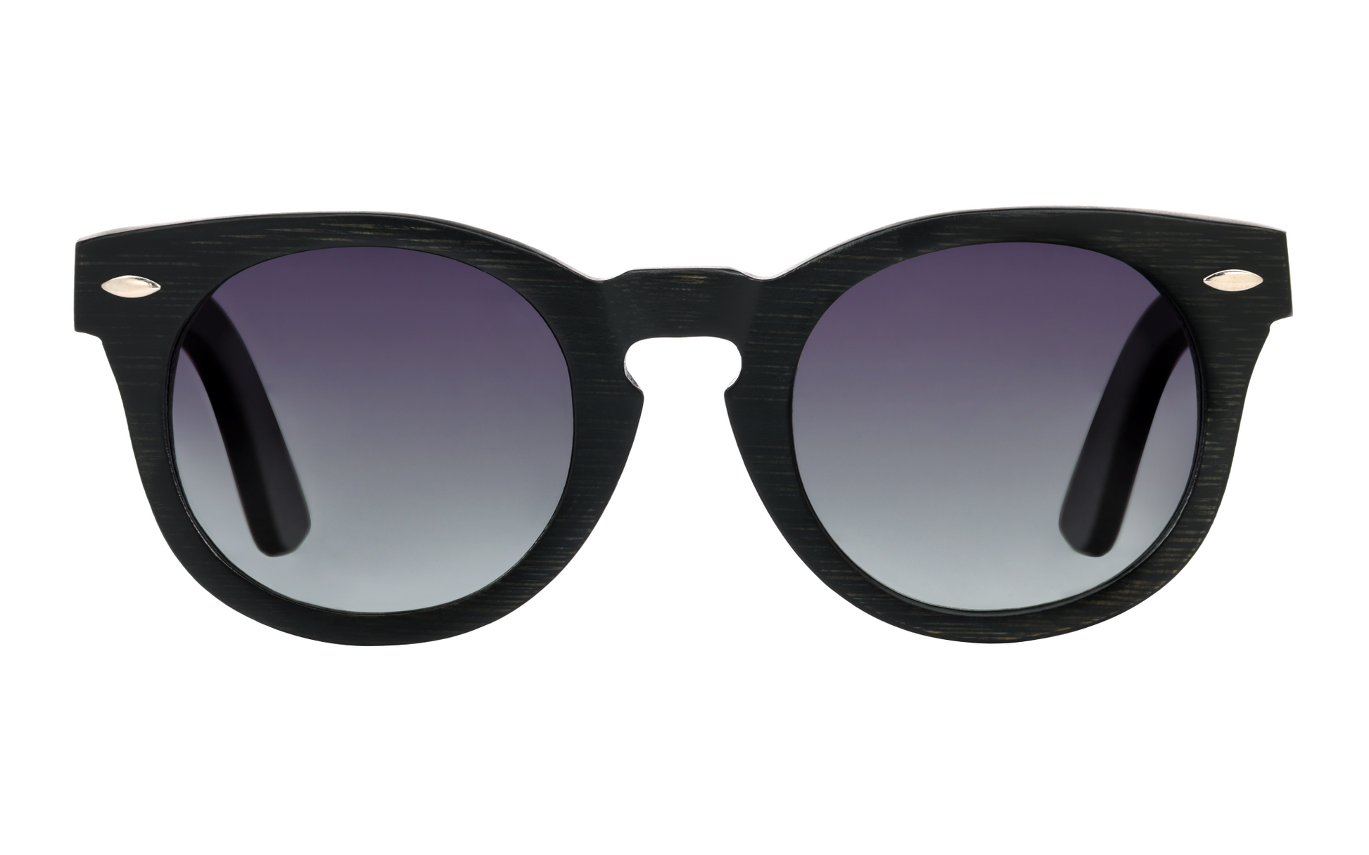 Quinn Black handcrafted bamboo round sunglasses with tea polarized UV400 lenses. Pic3 full view. 