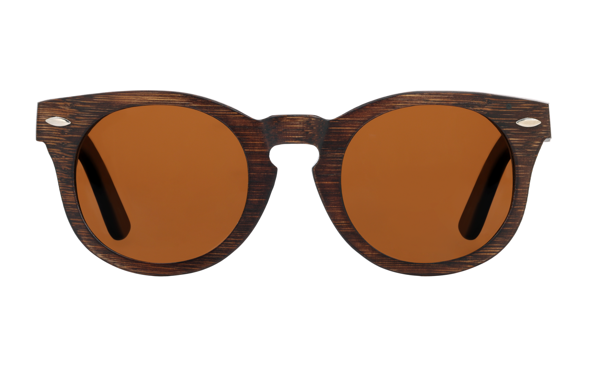 Quinn Brown handcrafted bamboo round sunglasses with tea polarized UV400 lenses. Pic3 full view.