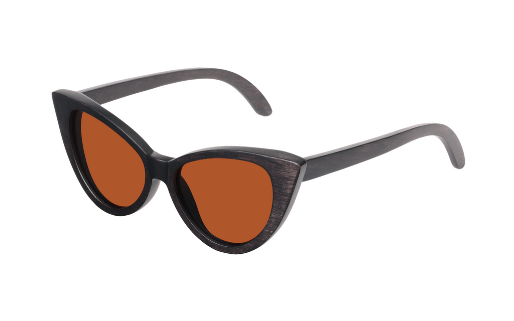 Selina Brown Handcrafted Bamboo Cat-Eye Sunglasses | Tea Polarized UV400