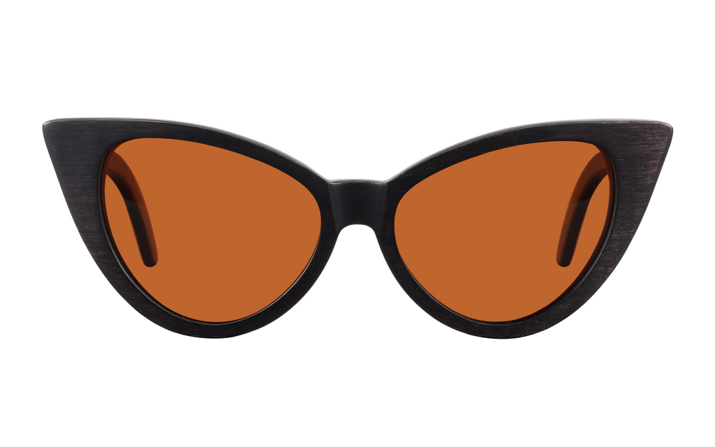 Selina Brown Handcrafted Bamboo Cat-Eye Sunglasses | Tea Polarized UV400