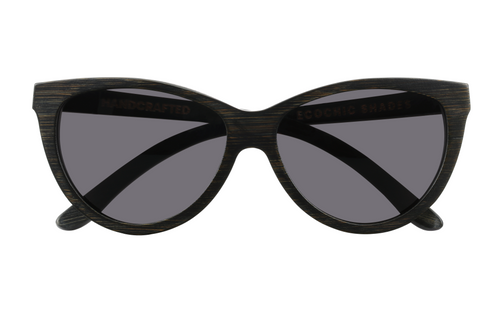 Grace Black handcrafted bamboo sunglasses with smoke polarized UV400 lenses. Pic1