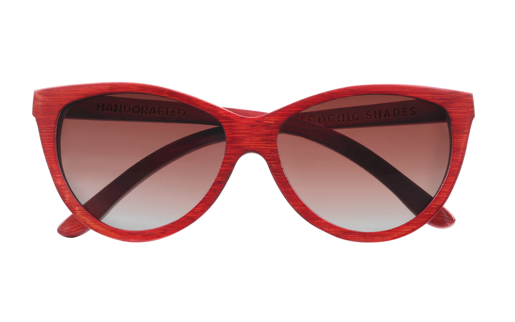 Grace Rouge handcrafted bamboo sunglasses with tea gradient polarized UV400 lenses, limited-edition bamboo eyewear. Pic1 front view.