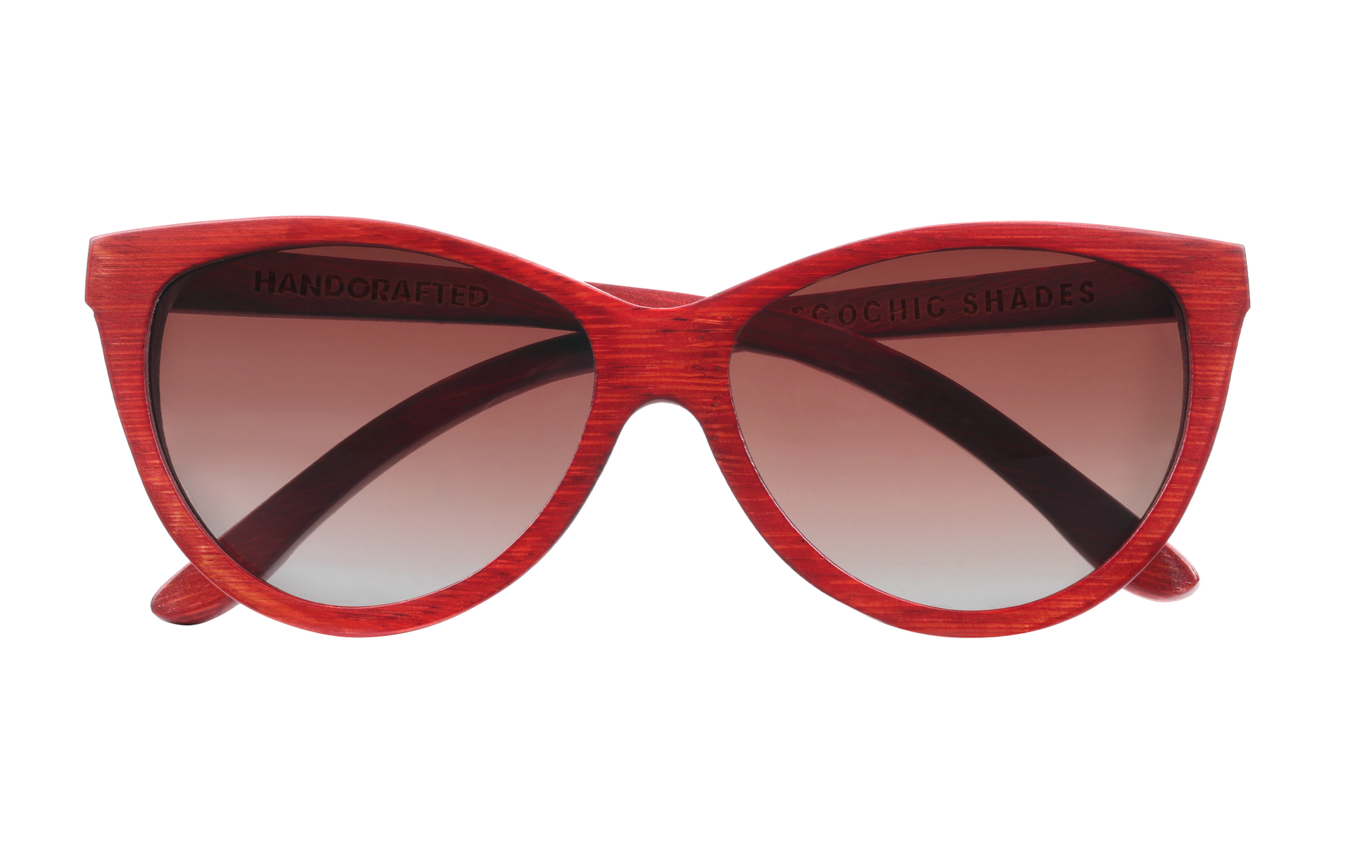 Grace Rouge handcrafted bamboo sunglasses with tea gradient polarized UV400 lenses, limited-edition bamboo eyewear. Pic1 front view.