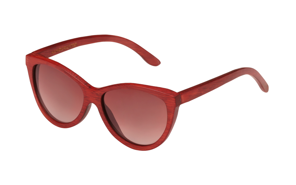 Grace Rouge handcrafted bamboo sunglasses with tea gradient polarized UV400 lenses, limited-edition bamboo eyewear. Pic2 side view
