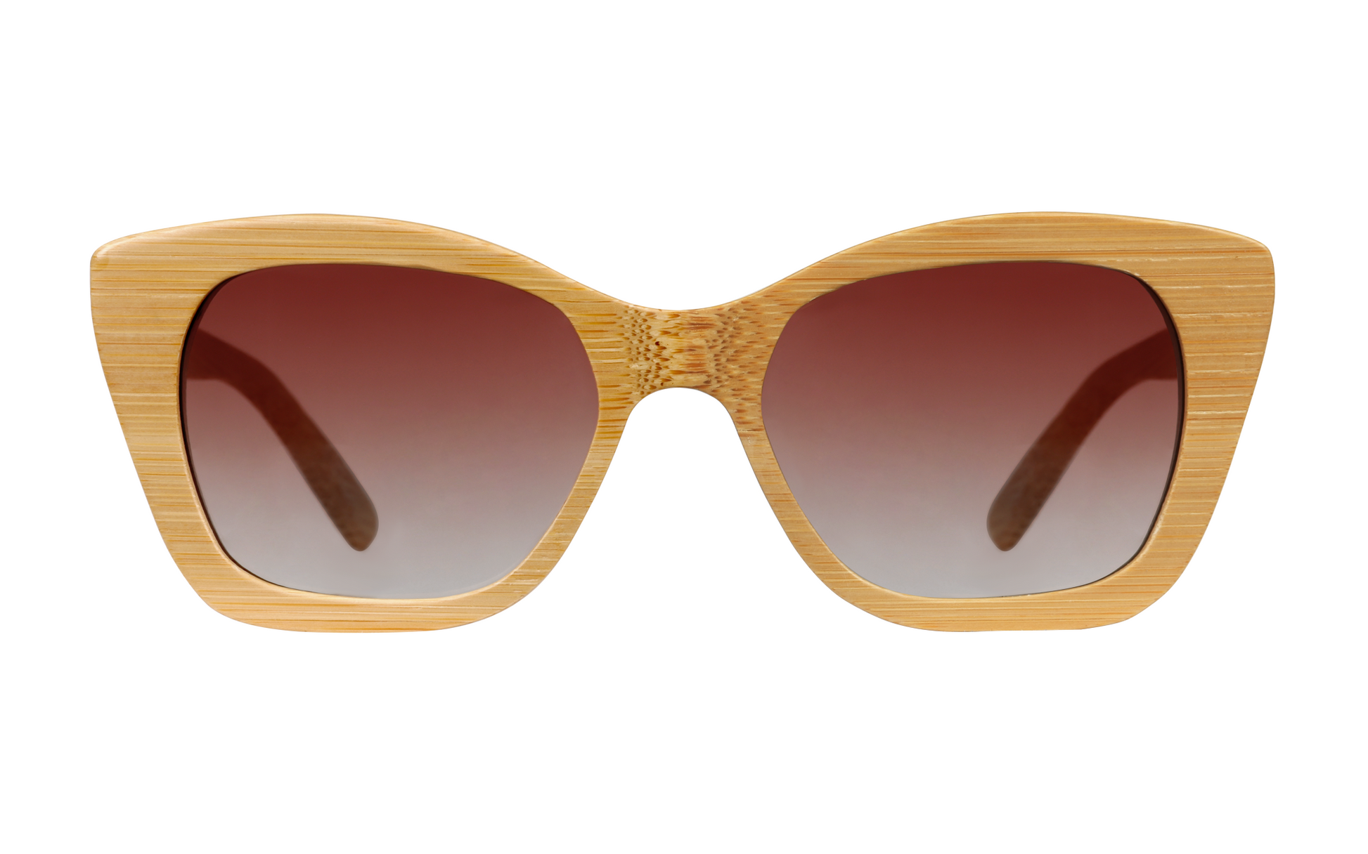 Mia natural handcrafted bamboo sunglasses with tea gradient polarized UV400 lenses. Pic3 full product view. 